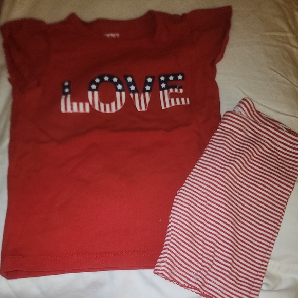 Carter's Other - 12-18 Months Carter's Red 'LOVE' Patriotic Set with Striped Shorts
